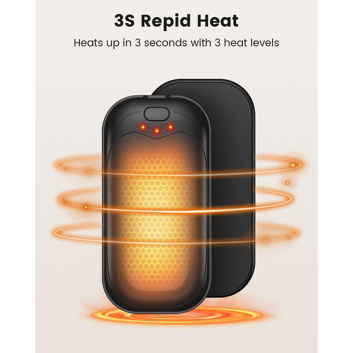 Електричні грілки для рук Gabless 2 шт., USB, портативні, 3 рівні нагріву, швидкий нагрів, чорні - чудовий подарунок для чоловіків та жінок