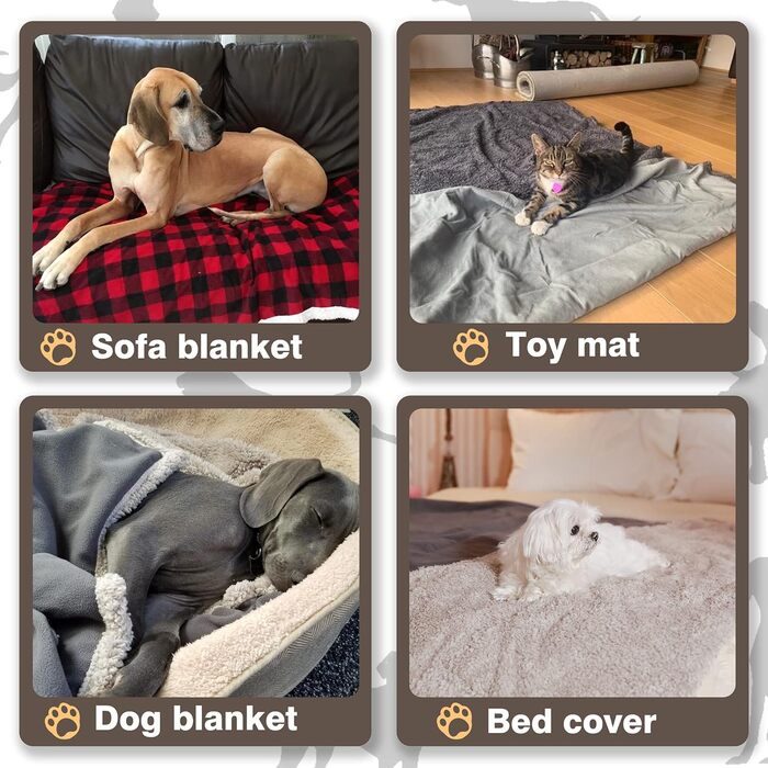 Водонепроникний коврик для собак та котів, миючий, захисний коврик для дивану, теплий та м'який, великий розмір 150 x 120 см, коричневий/тауп