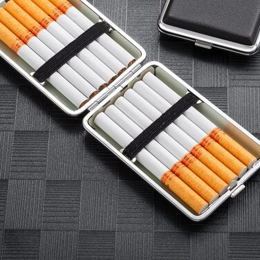 Чохол для сигарет з екошкіри, метал, червоний, для 12 сигарет, з гумкою, стильний, тонкий, для жінок/чоловіків