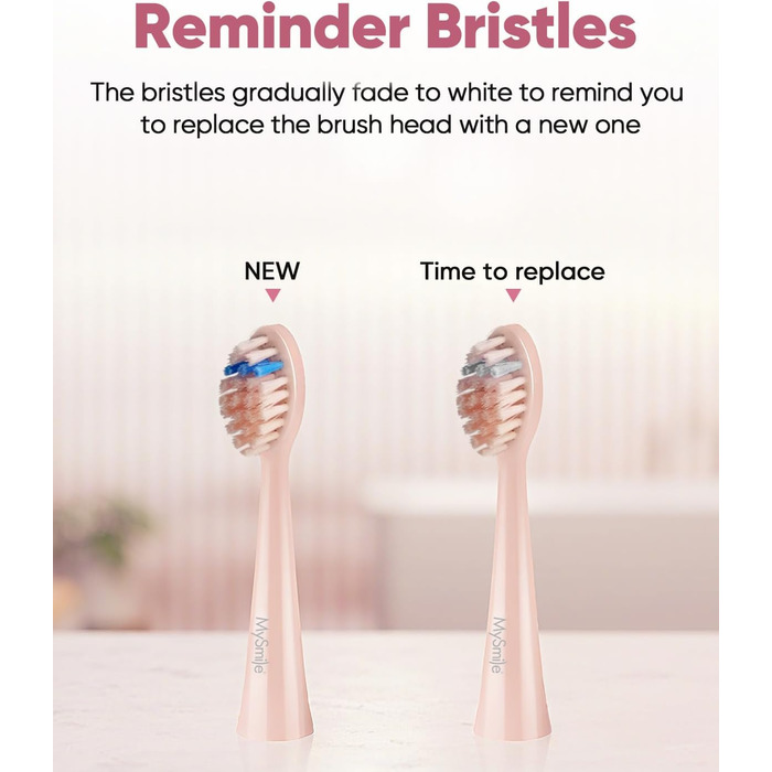 Електрична зубна щітка MySmile DY156 для дорослих: акумуляторна звукова щітка з 3 насадками, таймер 2 хвилини, 5 режимів, 45000 вібрацій на хвилину, 60 днів роботи від однієї зарядки (рожевий)