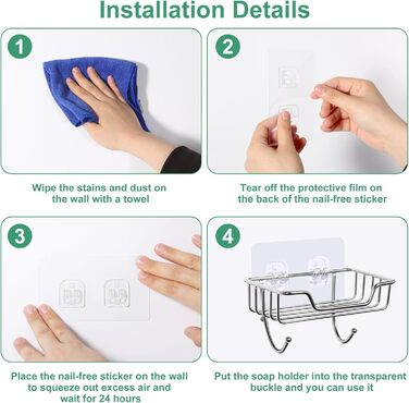 Тримач для мила без свердління Uten, нержавіюча сталь, самоклеючий, з 2 гачками, для ванної, кухні (сріблястий, овальний, 2 шт.)