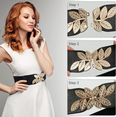 Жіночий еластичний пояс, 4 шт. Чорний вінтажний стрейч-пояс, широка ретро мода для жінок