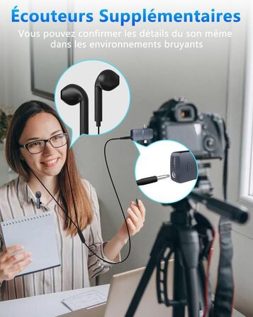 Бездротовий мікрофон Lavalier Mini для телефону/iPhone/Android/ПК/iPad, USB-C, 4-в-1, для відео, стрімінгу, YouTube, TikTok, блогу, подкасту, блакитний