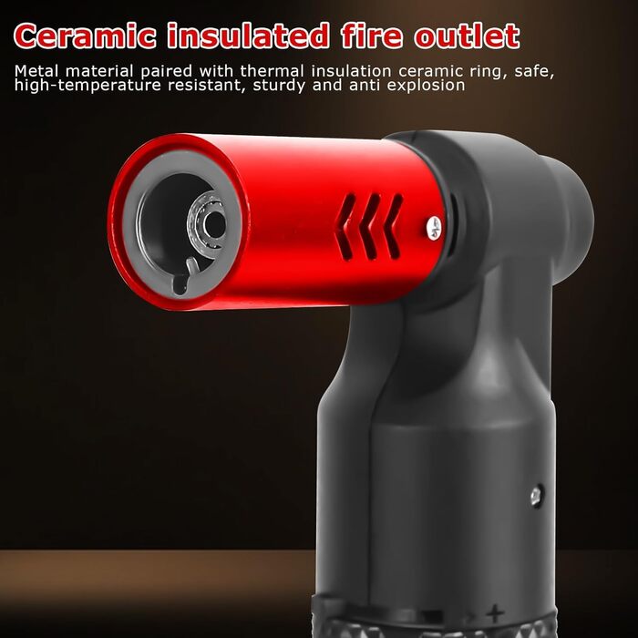 Заправний газовий запальник Jet, регульований, вітростійкий, кухонний пальник, подарунок для чоловіків, гриль, кемпінг, кухня (бутан-газ не входить) (Червоний)