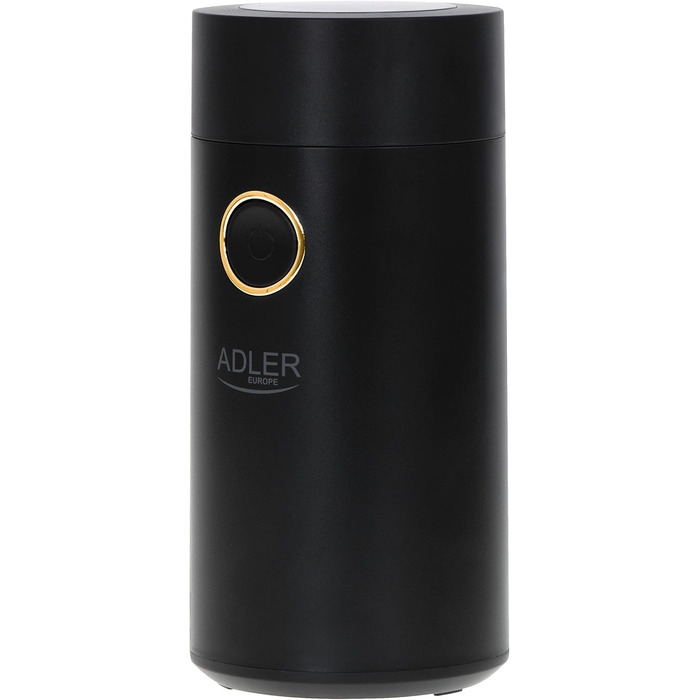 Електрична кавомолка ADLER, 75 г, 150 Вт, чорна з золотом