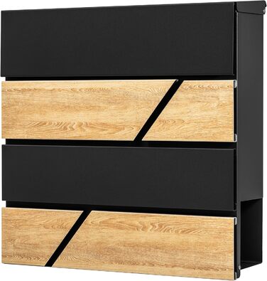 Поштова скринька Verda з газетницею, антрацит RAL 7016, срібло, 37x37x11 см, 2 ключі, монтажний комплект. Дизайнерська настінна поштова скринька