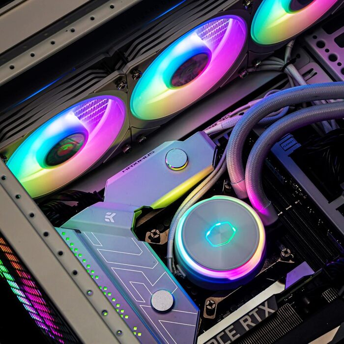 Система водяного охолодження Cooler Master MasterLiquid PL Flux 360 (білий) з 2 x 120mm вентиляторами та ARGB-контролером