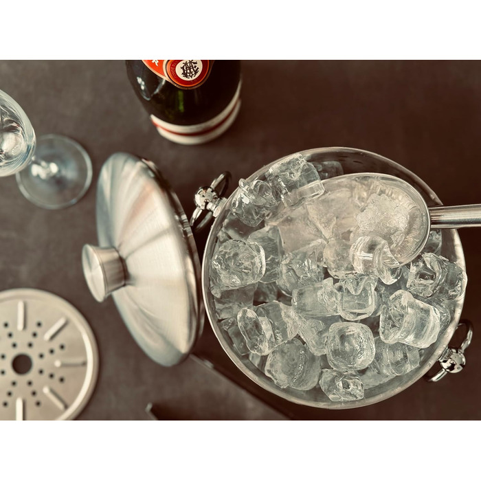3L Insulated Ice Bucket, Premium Double-Walled Ice Cube Container with Lid, 3 Liter Stainless Steel Ice Bucket for Party, Strainer, Ice Tongs, Ice Scoop, Ice Cooler, Ice Container Ice Cube Bucket Ice Box