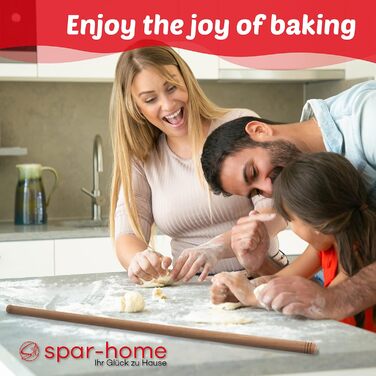 spar-home Turkish Rolling Pin - Traditional Dough Roller Made of Beechwood Handmade Wooden Rolling Pin Oklava (3er_60cm)