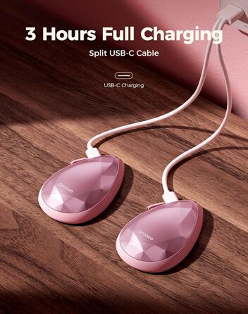 Електричні грілки для рук OCOOPA (2 шт) - стильні, рожеві, з магнітом, USB-зарядка, для Raynaud, туризму, кемпінгу