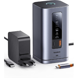 Базаус Док-станція USB-C 12-в-1 для ноутбуків Dell/HP/Lenovo/Asus/Acer/Mac, 2 монітори 4K HDMI, 10Gbps USB-C/A, 100W PD, Gigabit Ethernet