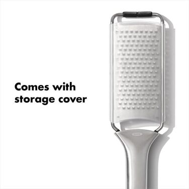 OXO Good Grips Тріскачка-тертка з піддоном з нержавіючої сталі – для овочів та інших продуктів (сучасний, мінімалістичний дизайн)