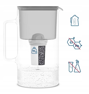 Скляний фільтр-глечик Wessper D2 BOROSILICATE 3л, сірий + 10 фільтрів