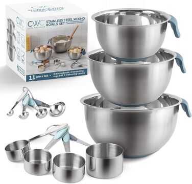 Набір місок для змішування Cook With Color з нержавіючої сталі та мірних склянок, 11 шт. (блакитний)