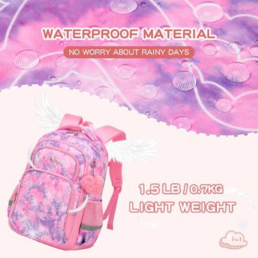 Дитячий рюкзак Cusangel для дівчаток та хлопчиків, ергономічний, регульований, водонепроникний, з нагрудним ременем - рожевий з серцем