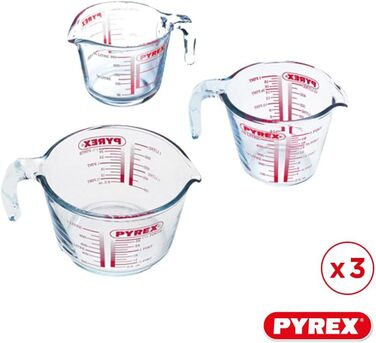 Набір скляних контейнерів Pyrex Classic 0,25л, 0,5л, 1л, прозорі, 3 шт. з 3 засобами для чищення
