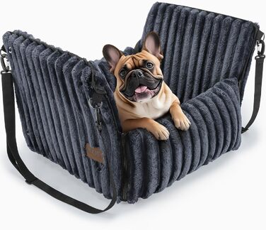 Mixjoy Dog Car Seat - Washable & Memory Foam - for Small to Medium Dogs - Rear & Front Seat - Grey