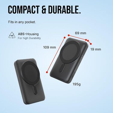 Портативний зарядний пристрій Powerbank Mini [9000mAh] білий - Швидка зарядка, PD20W, Type-C вхід/вихід, LED-індикатор заряду, USB та Type-C порти