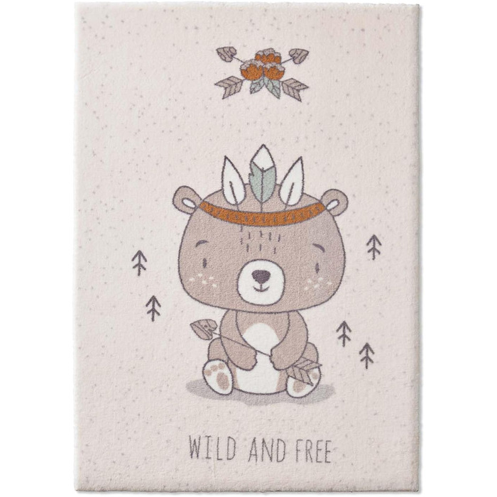 Taracarpet Rug for Children's Room, Kids' Rug and Teen Room Rug, Soft, Cozy, and Soft in Various Designs, Wild and Free Bear, 160x230 cm