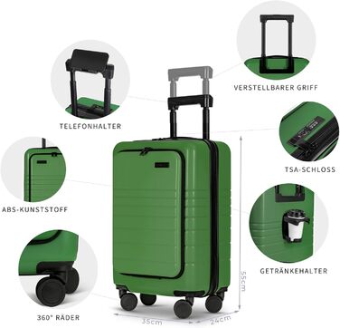 Чемодан ETERNITIVE з ABS пластику, Rollkoffer, Reisetrolley, валіза на колесах з подвійними колесами 360°, валізка з TSA-замком, ручна поклажа (S) (Set - 2tlg (S + M), Зелений)