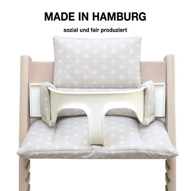 Blausberg Baby набір сидінь для стільця Stokke Tripp Trapp, водонепроникний, сертифікований Oeko-Tex, бежевий Happy Star, зроблено в Німеччині
