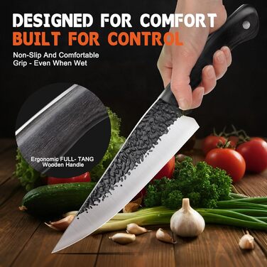 Ніж Santoku Purple Dragon професійний шеф-ніж з високоякісної вуглецевої сталі, 16.8 см (3 шт.)