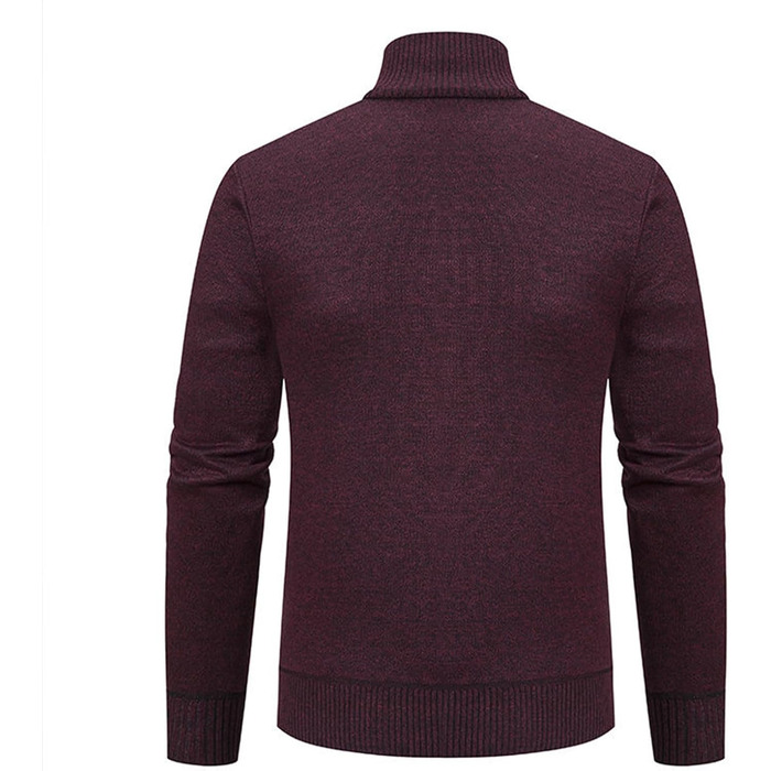 Чоловічий кардиган на блискавці з кишенями, в'язана куртка, лонгслів, світшот Regular Fit, в'язані куртки, зимовий пуловер, тепла куртка, класичний в'язаний пуловер для м'якої осені, XXL, червоний