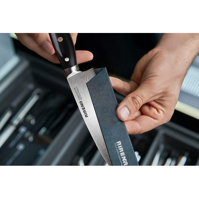 Ніж Santoku AIRENA 7 дюймів - Японський стиль, високоякісна сталь X50CrMov15, повний хвостовик, ергономічна ручка, подарункова коробка