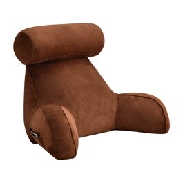 Велике спинне крісло з підлокітниками та підтримкою шиї. Крісло для читання, спинка для підтримки, подушка для читання, подушка для відпочинку в ліжку. Багатофункціональна подушка знімний чохол, ідеально підходить для читання, роботи та ігор. Розмір 75x40x40 см (колір кавовий)