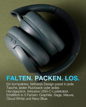 Бездротові накладні навушники JLab JBuds LUX ANC з активним шумозаглушенням, Bluetooth, колір Sage (шалфей)
