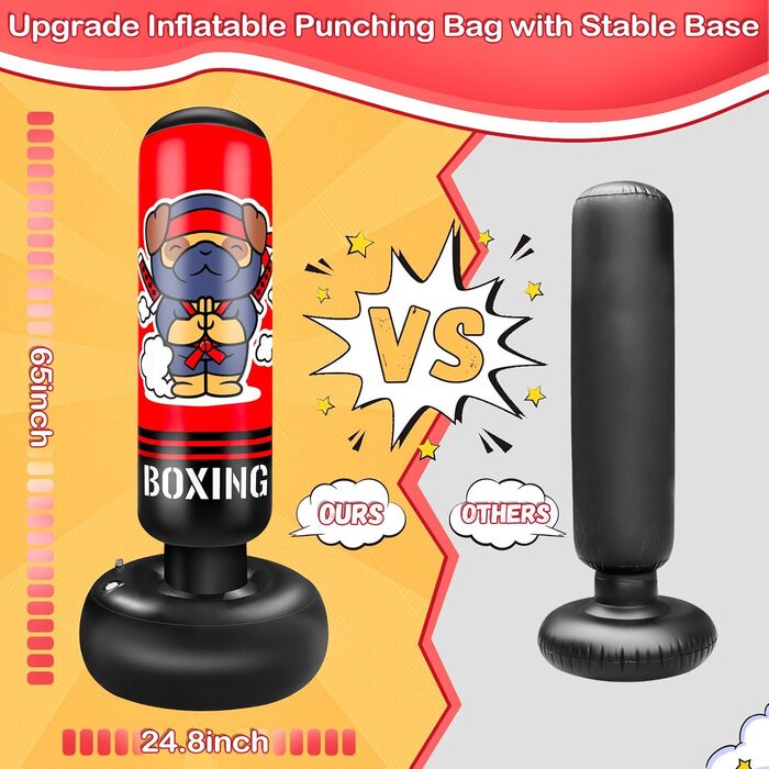 Надувний боксерський мішок для дітей Boxsack Kinder, 165 см, з боксерськими рукавичками, для карате, тхеквондо, MMA, ніндзя, подарунок для хлопчиків та дівчаток 3-12 років