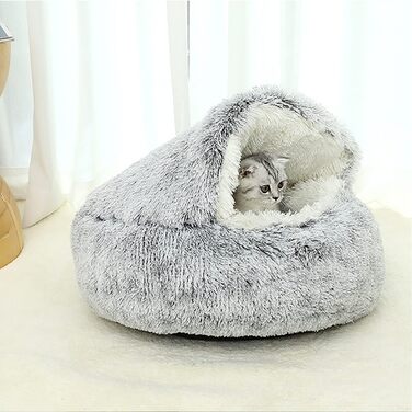 YAGE Soothing Cat Bed, Fluffy Plush Kitten Bed, Washable Anti-Anxiety Puppy Bed, Pet Bed for Small Dogs Soft Warm Donut Cat Sleeping Bag. No.: 015002802-0001 (M-50CM, green)