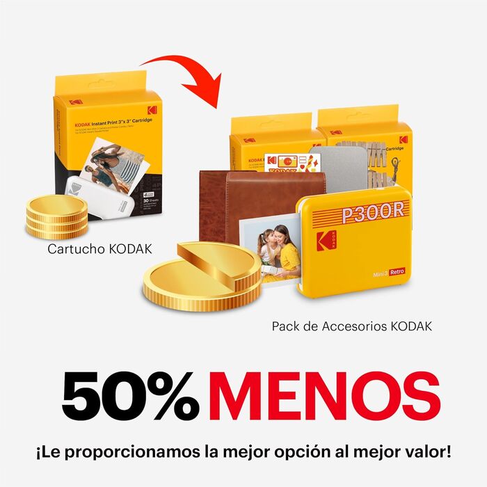 KODAK Mini 3 Retro: Портативний фотопринтер з друком 7,6x7,6 см + 68 аркушів