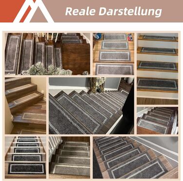 Ковзаючі килимки на сходи Cosy Homeer, 70x22 см, 15 шт., самоклеючі, антиковзаючі, машинне прання, 100% поліестер, TPE-підкладка, бежевий (4 шт.)