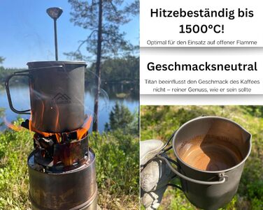 Титанова френч-прес 750 мл - Ultraleicht & Robust - Титановий посуд для приготування кави для кемпінгу, трекінгу та відпочинку на природі