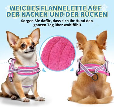 Нашийник для собак середніх та маленьких порід, м'який, не тягне, з 2 карабінами, легкий, світловідбиваючий, чорний (XS, Рожевий)