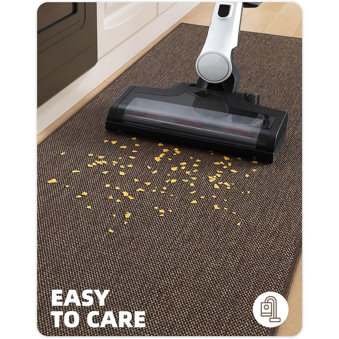 Килимок для кухні COLOR&GEOMETRY: неслизький, миючий, 61x183 см, 4 мм, тканинний, з гумовою основою. Килимок-довгий килим для підлоги перед умивальником, коридору (Коричневий, 43 x 120 см, прямокутний)