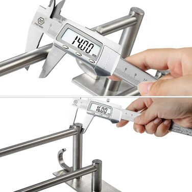 Тримач для рушників на стіну без свердління, нержавіюча сталь SUS304, 3 стійки, 2 гачки, багатофункціональний, для ванної кімнати та кухні (сріблястий, 43.5 см)