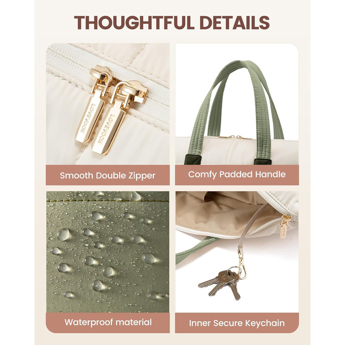 Сумка для ноутбука LOVEVOOK для жінок (бобово-бежева, 15.6 дюймів)