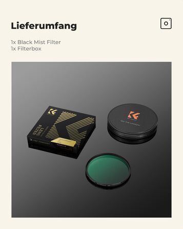 Фільтр K&F Concept Black Mist 1/4 (52mm) для відео та портретної зйомки - оптичне скло з нанопокриттям