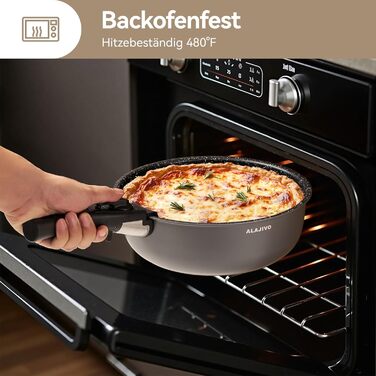 Набір каструль та сковорідок 17 частин з знімним ручками, антипригарне покриття, для всіх типів плит, включаючи індукційні, та духовка, сірий колір