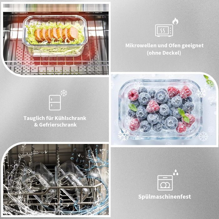 Набір контейнерів для зберігання їжі з кришкою, 20 шт. (10 контейнерів, 10 кришок), безпечні для миття в посудомийній машині, морозильної камери та мікрохвильової печі, витікання запобігаються, сучасний дизайн, чорний колір (FE1537)