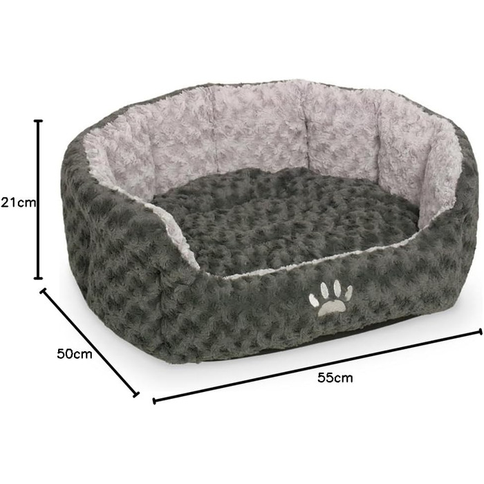 Ліжко овальне для собак та котів Nobby Seoli, 65x57x22 см, сірий/світло-сірий