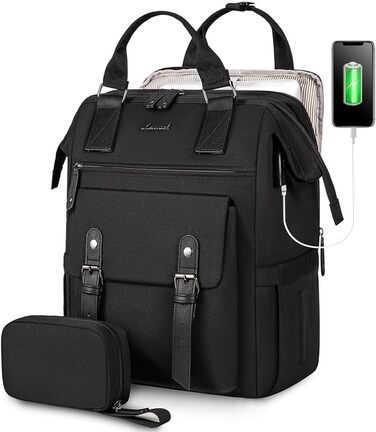 Жіночий рюкзак LOVEVOOK, великий, водонепроникний, для подорожей, з відділенням для ноутбука 15,6 дюймів, для школи, університету, бізнесу, чорний