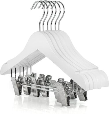 Дерев'яні вішалки для дитячого одягу Hangerworld з кліпсами (30см, білі) - 6 шт.
