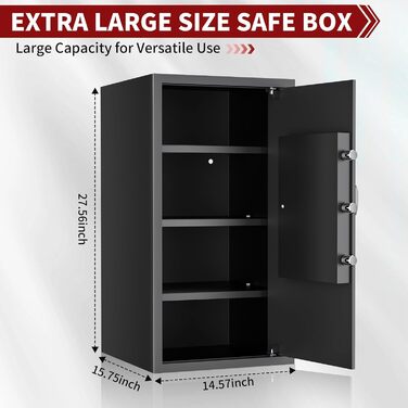 KABISAFE 45L: сейф для дому з електронним замком та ключем, для зберігання грошей, ліків та документів