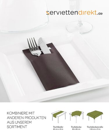 Серветки-конверти Prime Guest для столових приборів 85x190 мм, з білою серветкою, коричневі, для ресторанів і свят, 500 шт