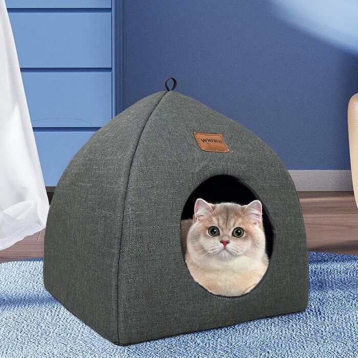 Будиночок для котів Katzenhöhle з подушкою, 40x40x35 см, сірий (M)