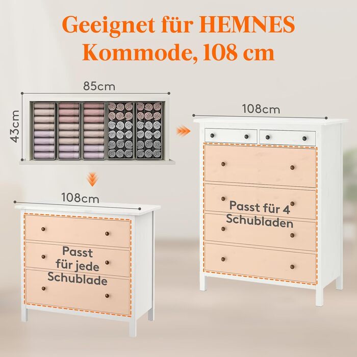 Lifewit 10-Piece Hemnes Organizer Set for Dresser, Changing Table, Closet Organizer, Drawers, Organization System for Changing Supplies, Baby Clothes, Socks, Bras, Underwear