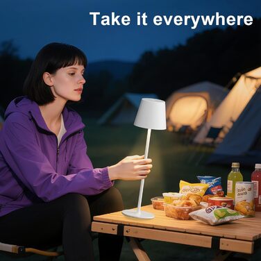 Акумуляторна настільна LED лампа бездротова з USB-C зарядкою, регульована яскравість, 3 режими світла, сенсорна лампа для дому, спальні, кемпінгу (біла)